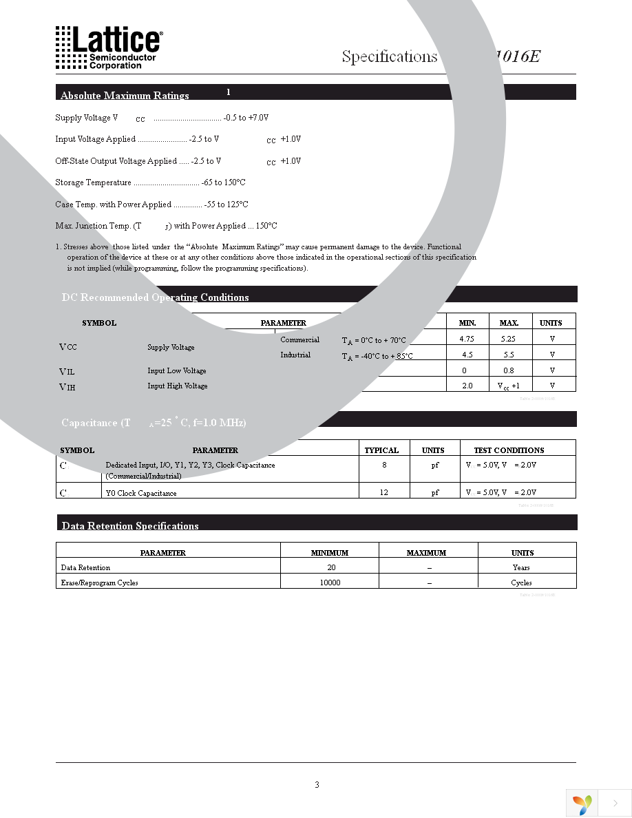 ISPLSI 1016E-80LTN44I Page 3